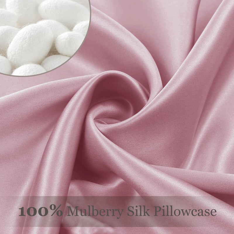 Adubor 100% Silk Pillowcase - Mulberry Silk Pillow Cases, 23 Momme 6A Grade Fibers, Silk Pillow Case for Hair and Skin Health, with Hidden Zipper (Standard 20''Ã—26'', Medium Pink, 1PC) - Image 3